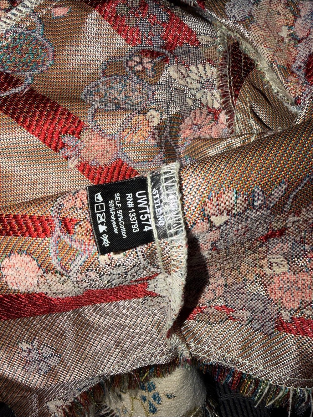 Floral Patchwork Zip-Front Women's Jacket - Cream & Blue - Picture 10 of 11